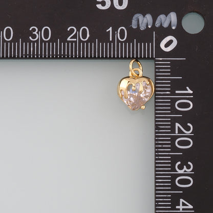 Gold Heart Charms,18K Gold Filled Heart Pendant,Dainty Heart Charm Bracelet Necklace for DIY Jewelry Making Supply