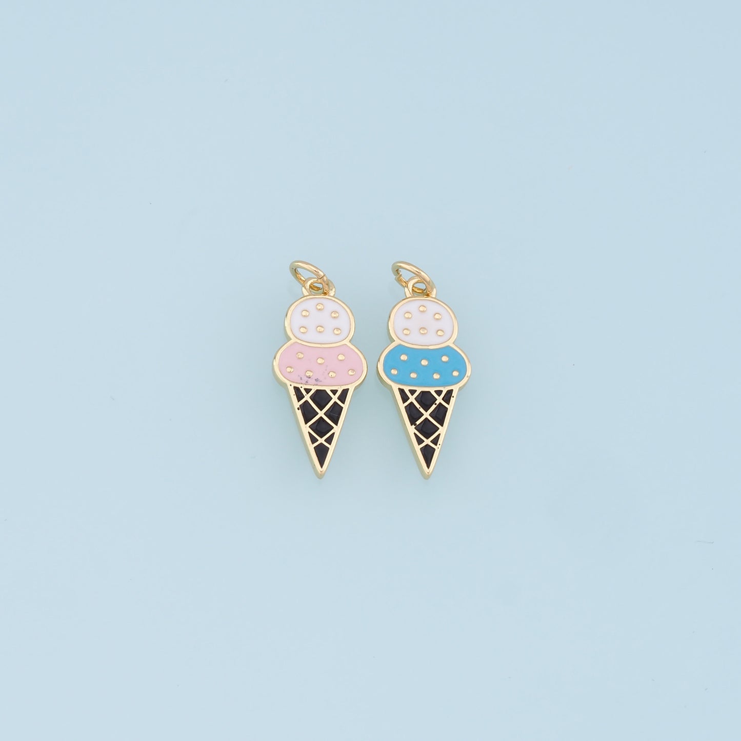 Ice Cream Charms,18K Gold Filled Enamel Ice Cream Pendant,Cute Ice Cream Charm Bracelet Necklace for DIY Jewelry Making Supply