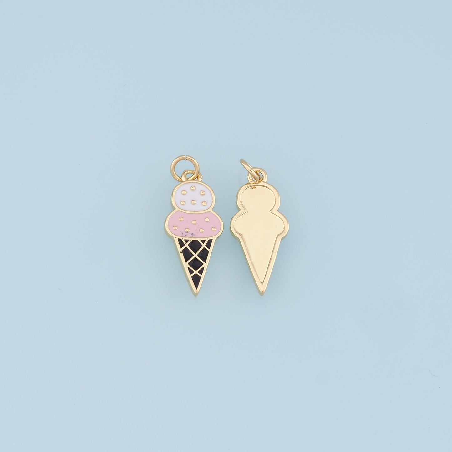 Ice Cream Charms,18K Gold Filled Enamel Ice Cream Pendant,Cute Ice Cream Charm Bracelet Necklace for DIY Jewelry Making Supply