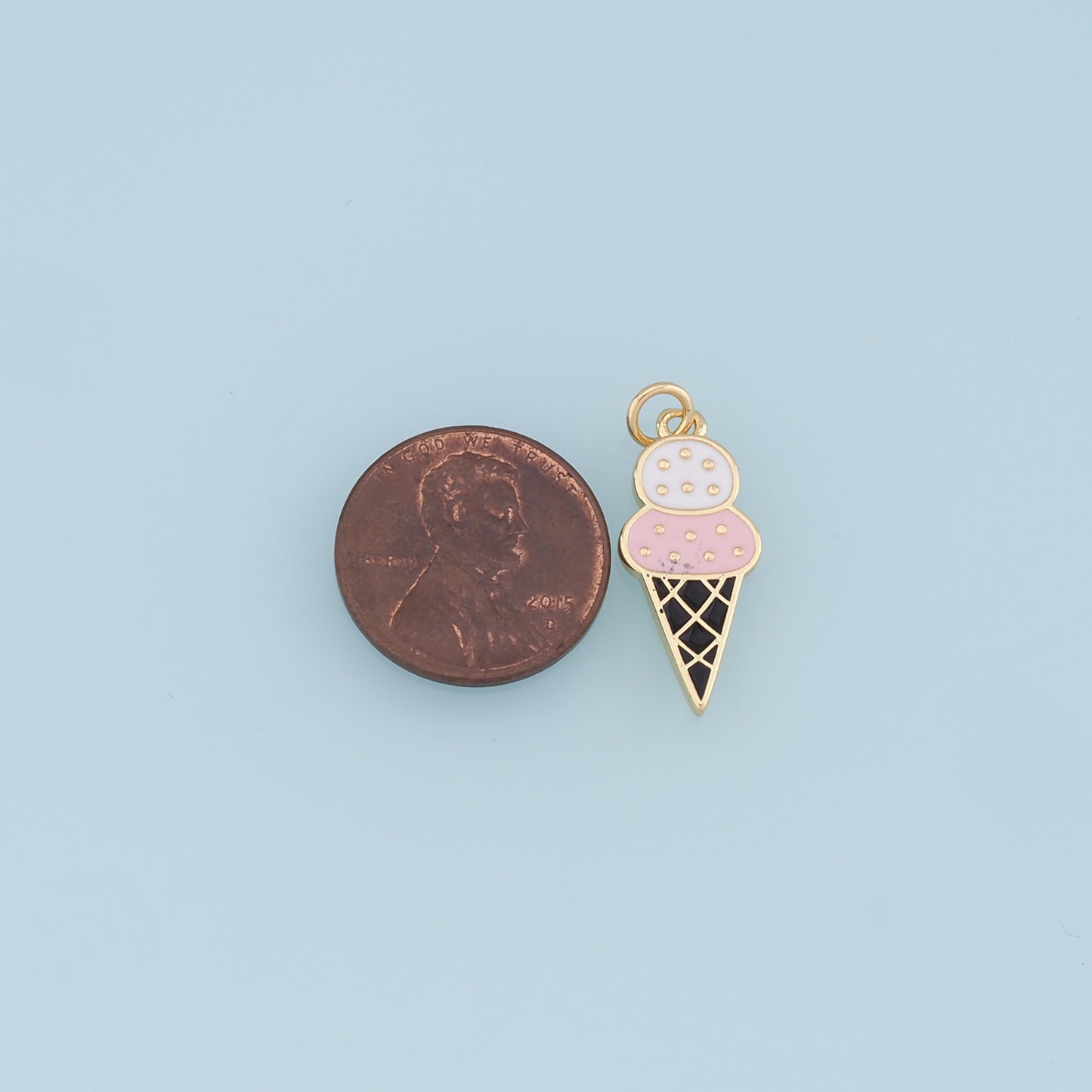 Ice Cream Charms,18K Gold Filled Enamel Ice Cream Pendant,Cute Ice Cream Charm Bracelet Necklace for DIY Jewelry Making Supply
