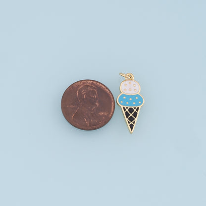 Ice Cream Charms,18K Gold Filled Enamel Ice Cream Pendant,Cute Ice Cream Charm Bracelet Necklace for DIY Jewelry Making Supply