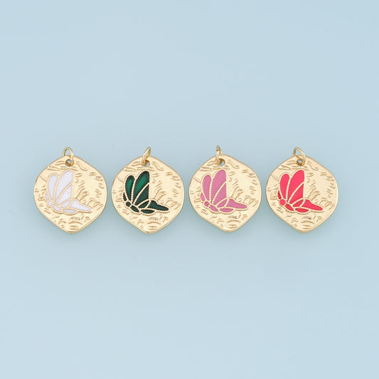 Gold Butterfly Charms,18K Gold Filled Butterfly Pendant,Enamel Butterfly Charm Bracelet Necklace for DIY Jewelry Making Supply