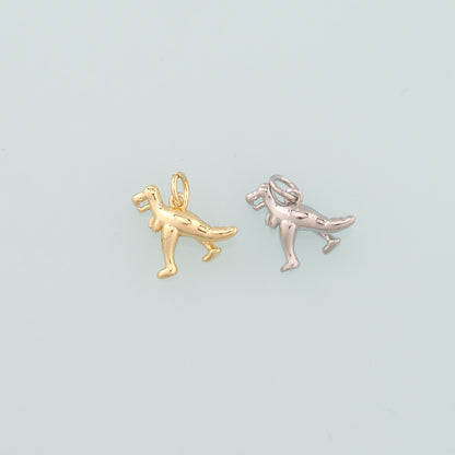 18K Gold Filled Dinosaur Pendant,Dainty Dinosaur Charm Bracelet Necklace for DIY Jewelry Making Supply