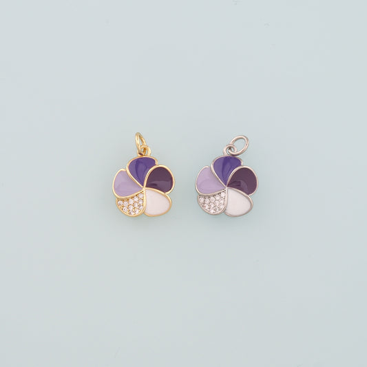 Gold Flower Charms,18K Gold Filled Flower Pendant,Enamel Flower Charm Bracelet Necklace for DIY Jewelry Making Supply