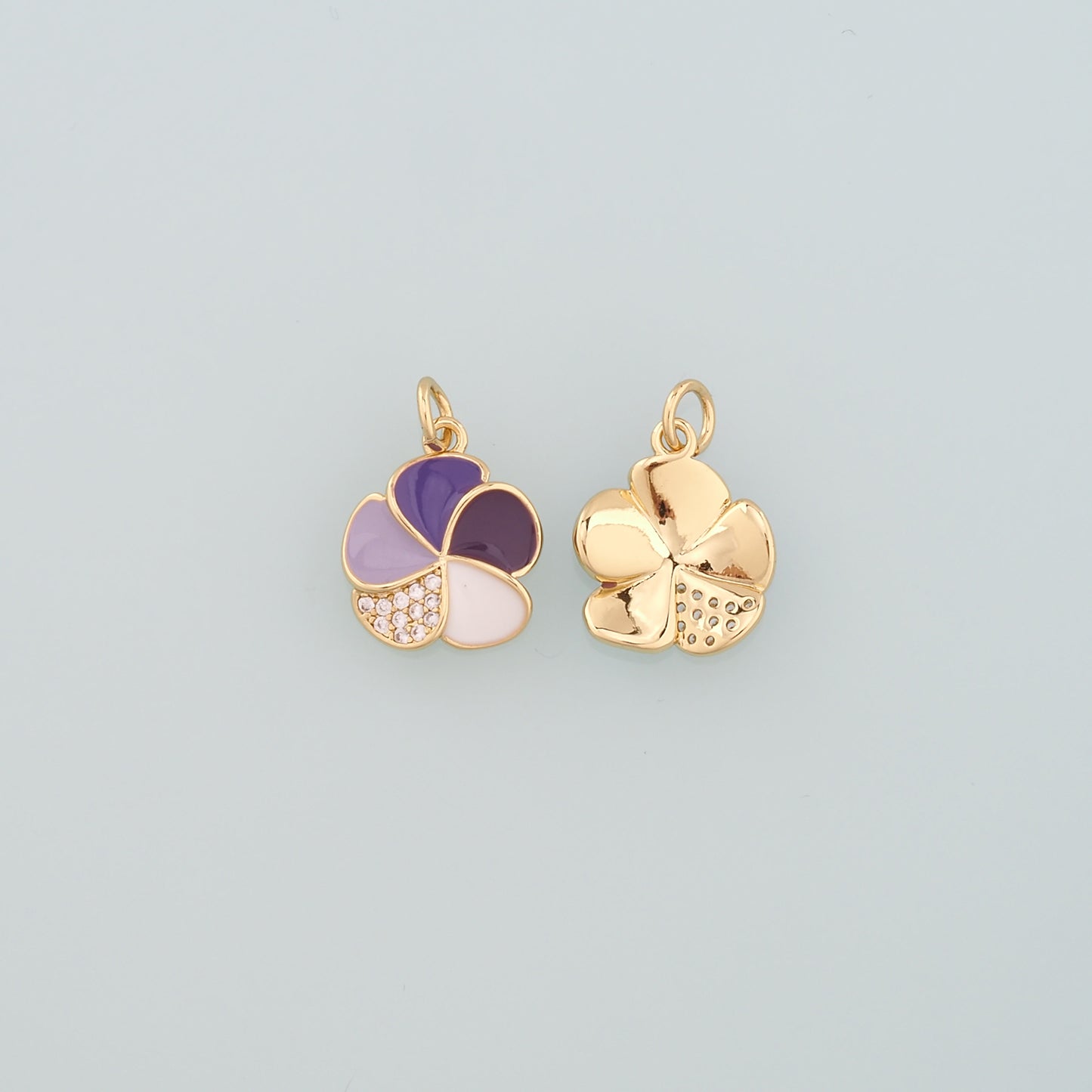 Gold Flower Charms,18K Gold Filled Flower Pendant,Enamel Flower Charm Bracelet Necklace for DIY Jewelry Making Supply