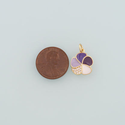 Gold Flower Charms,18K Gold Filled Flower Pendant,Enamel Flower Charm Bracelet Necklace for DIY Jewelry Making Supply