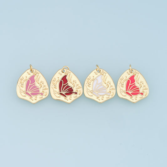 Gold Butterfly Charms,18K Gold Filled Butterfly Pendant,Enamel Butterfly Charm Bracelet Necklace for DIY Jewelry Making Supply