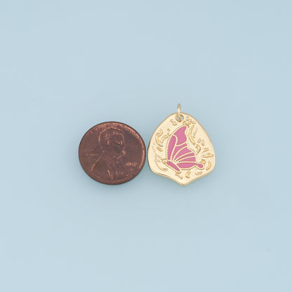 Gold Butterfly Charms,18K Gold Filled Butterfly Pendant,Enamel Butterfly Charm Bracelet Necklace for DIY Jewelry Making Supply
