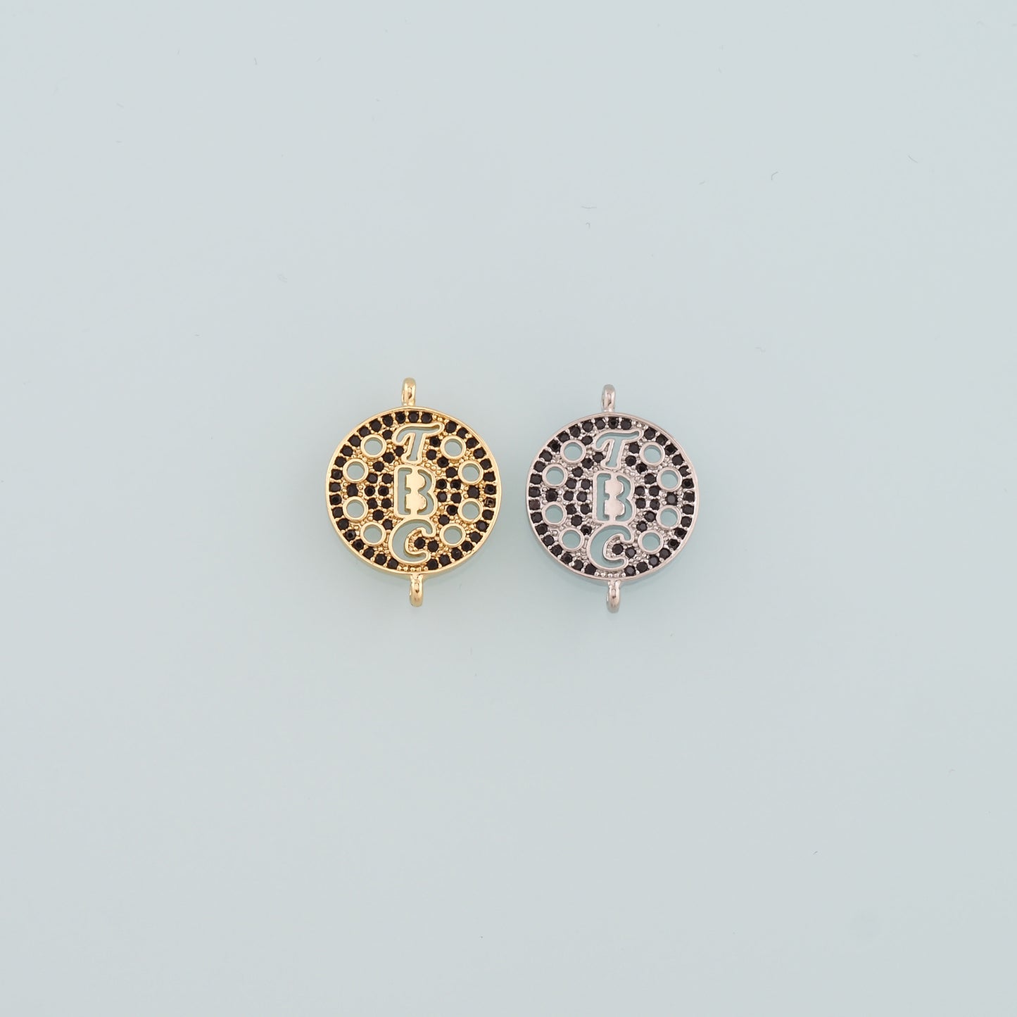 Gold Connector Charm,18K Gold Filled Round Pendant,CZ Micro Pave Round Charm Bracelet Necklace for DIY Jewelry Making Supply