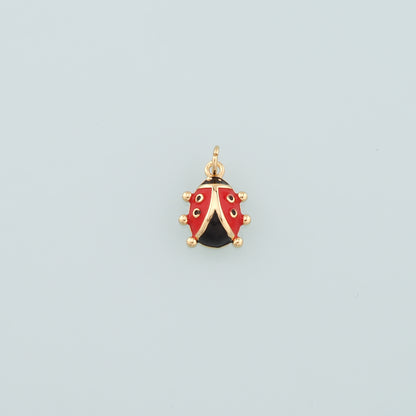 18K Gold Filled Ladybug Pendant,Enamel Insect Charm Bracelet Necklace for DIY Jewelry Making Supply