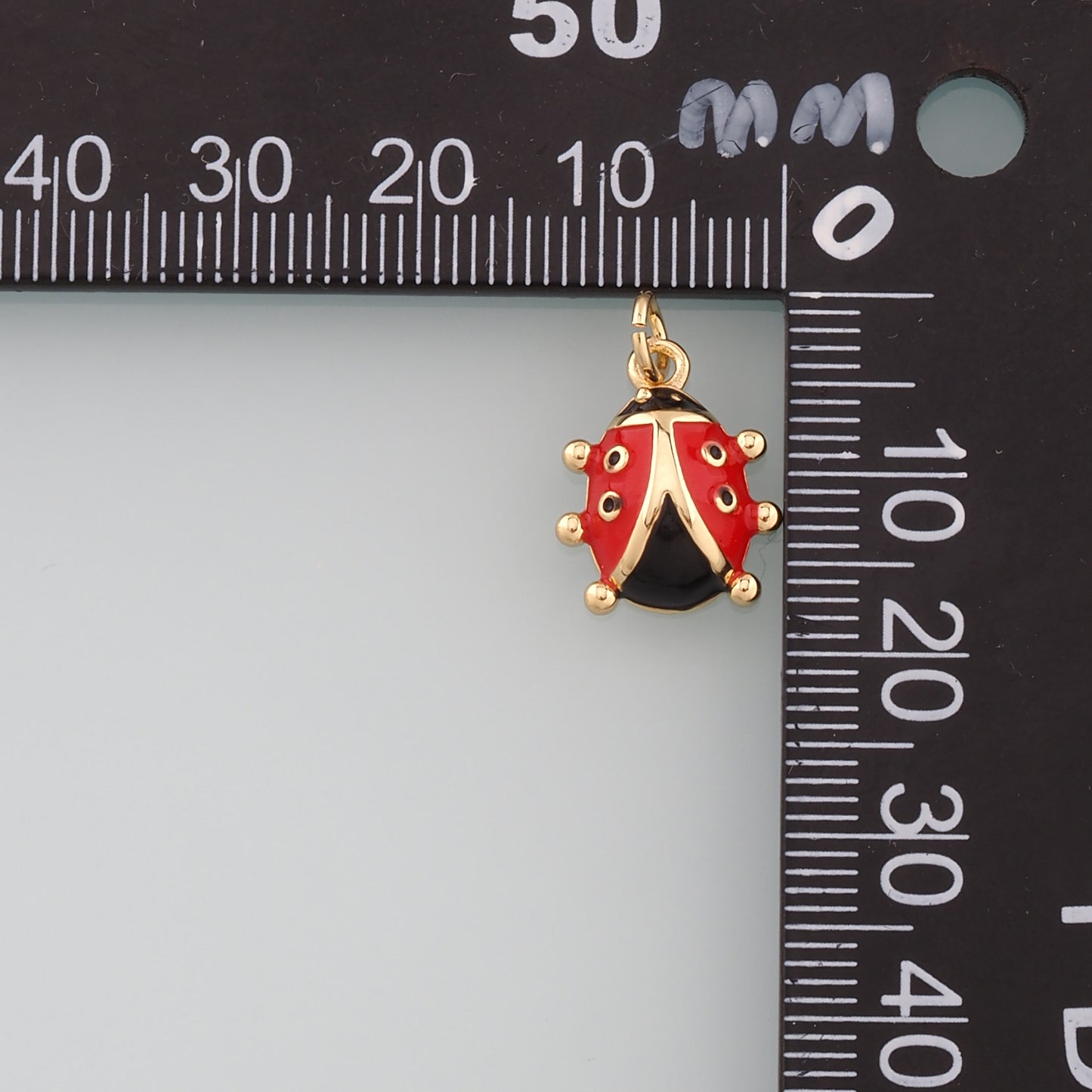 18K Gold Filled Ladybug Pendant,Enamel Insect Charm Bracelet Necklace for DIY Jewelry Making Supply