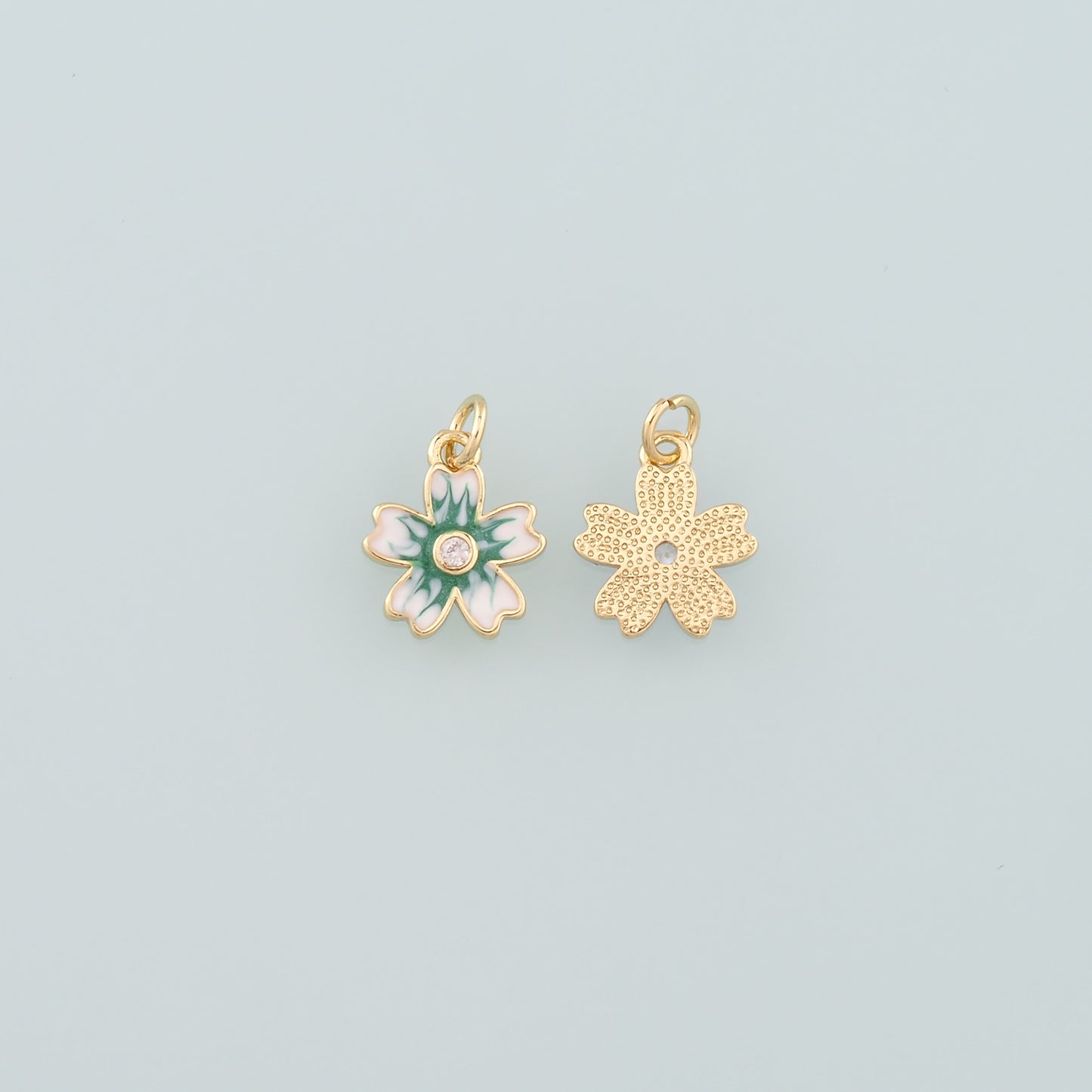 Gold Flower Charms,18K Gold Filled Flower Pendant,Enamel Flower Charm Bracelet Necklace for DIY Jewelry Making Supply