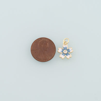Gold Flower Charms,18K Gold Filled Flower Pendant,Enamel Flower Charm Bracelet Necklace for DIY Jewelry Making Supply