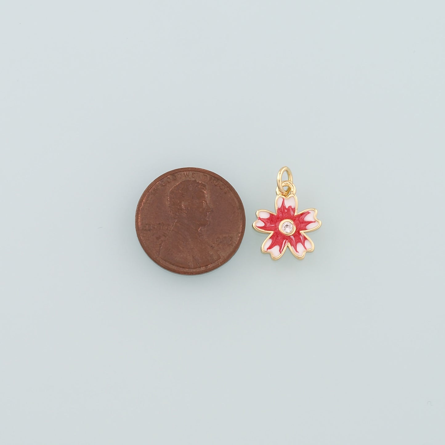 Gold Flower Charms,18K Gold Filled Flower Pendant,Enamel Flower Charm Bracelet Necklace for DIY Jewelry Making Supply