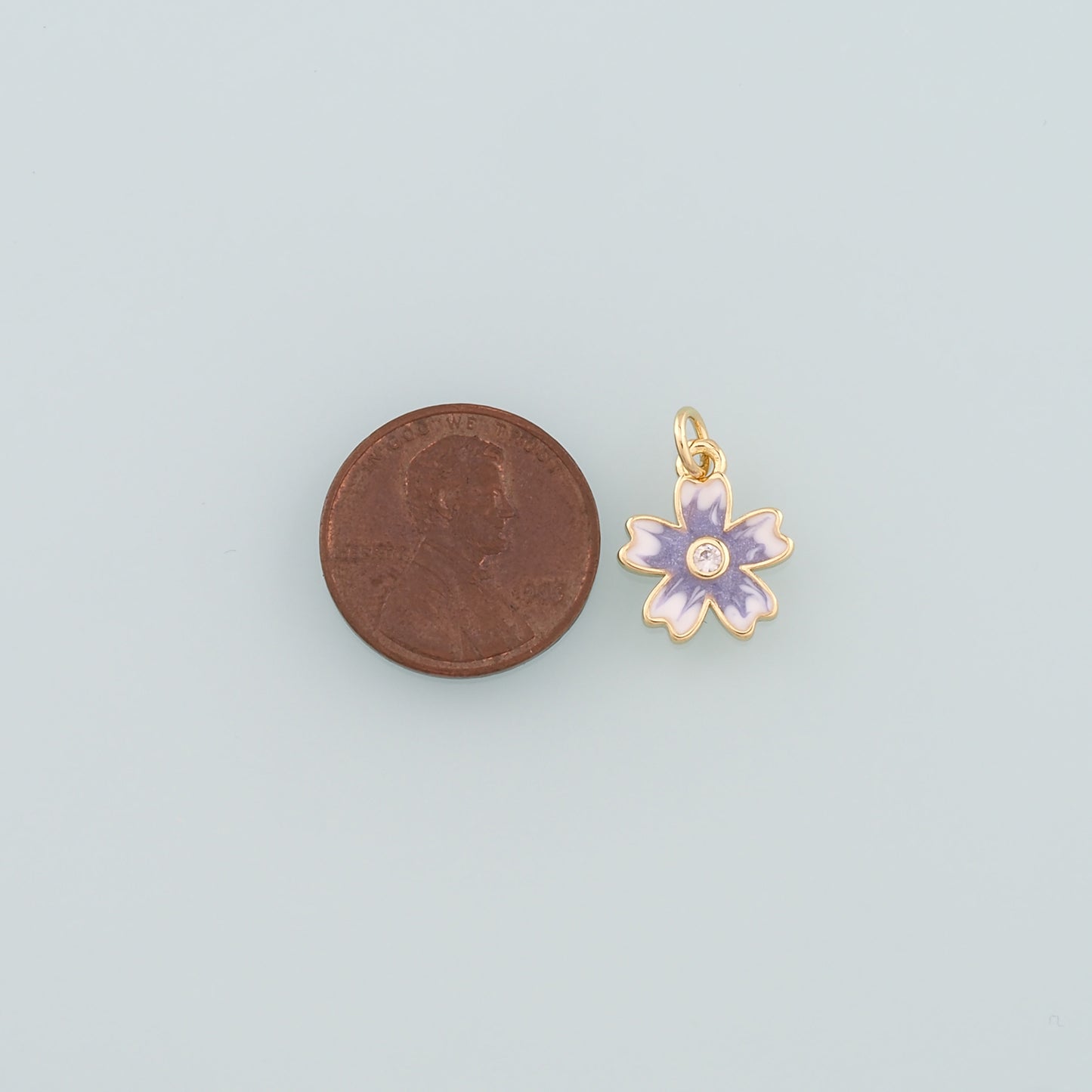Gold Flower Charms,18K Gold Filled Flower Pendant,Enamel Flower Charm Bracelet Necklace for DIY Jewelry Making Supply