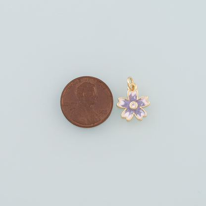 Gold Flower Charms,18K Gold Filled Flower Pendant,Enamel Flower Charm Bracelet Necklace for DIY Jewelry Making Supply