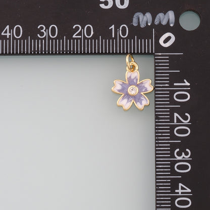 Gold Flower Charms,18K Gold Filled Flower Pendant,Enamel Flower Charm Bracelet Necklace for DIY Jewelry Making Supply