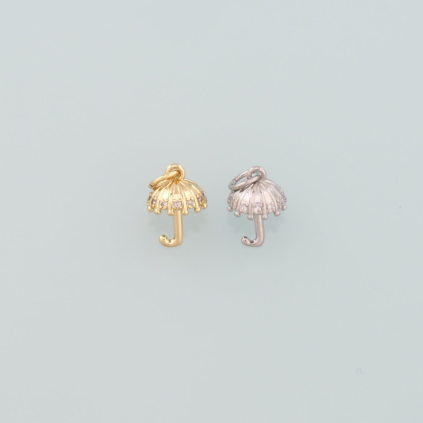 Gold Umbrella Charms,18K Gold Filled Umbrella Pendant,CZ Micro Pave Umbrella Charm Bracelet Necklace for DIY Jewelry Making Supply