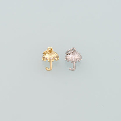 Gold Umbrella Charms,18K Gold Filled Umbrella Pendant,CZ Micro Pave Umbrella Charm Bracelet Necklace for DIY Jewelry Making Supply