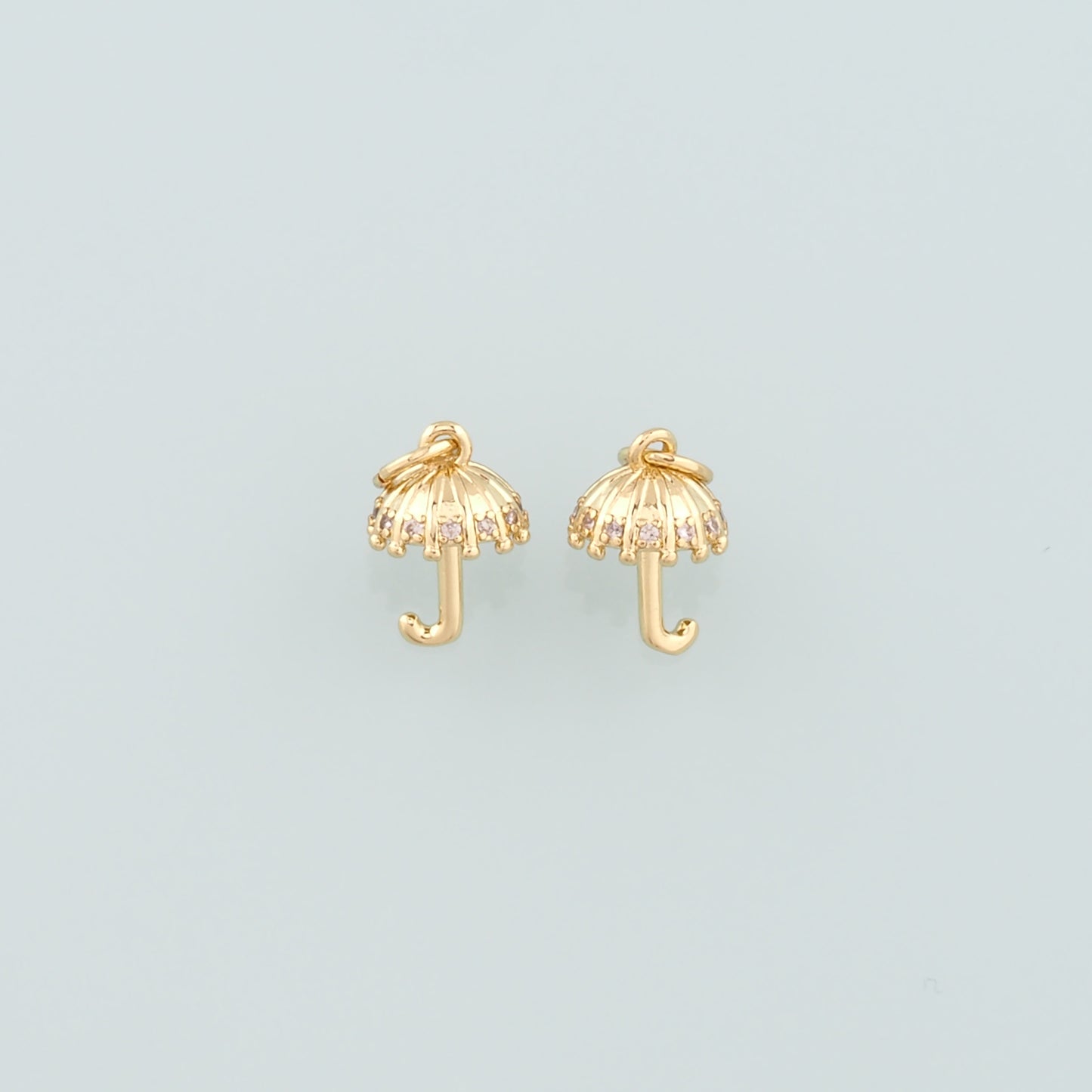 Gold Umbrella Charms,18K Gold Filled Umbrella Pendant,CZ Micro Pave Umbrella Charm Bracelet Necklace for DIY Jewelry Making Supply