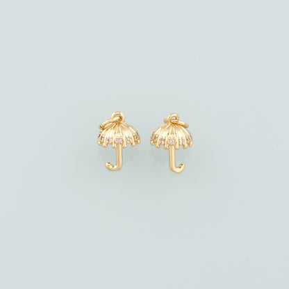 Gold Umbrella Charms,18K Gold Filled Umbrella Pendant,CZ Micro Pave Umbrella Charm Bracelet Necklace for DIY Jewelry Making Supply