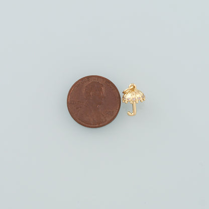 Gold Umbrella Charms,18K Gold Filled Umbrella Pendant,CZ Micro Pave Umbrella Charm Bracelet Necklace for DIY Jewelry Making Supply