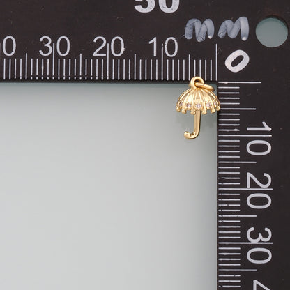 Gold Umbrella Charms,18K Gold Filled Umbrella Pendant,CZ Micro Pave Umbrella Charm Bracelet Necklace for DIY Jewelry Making Supply