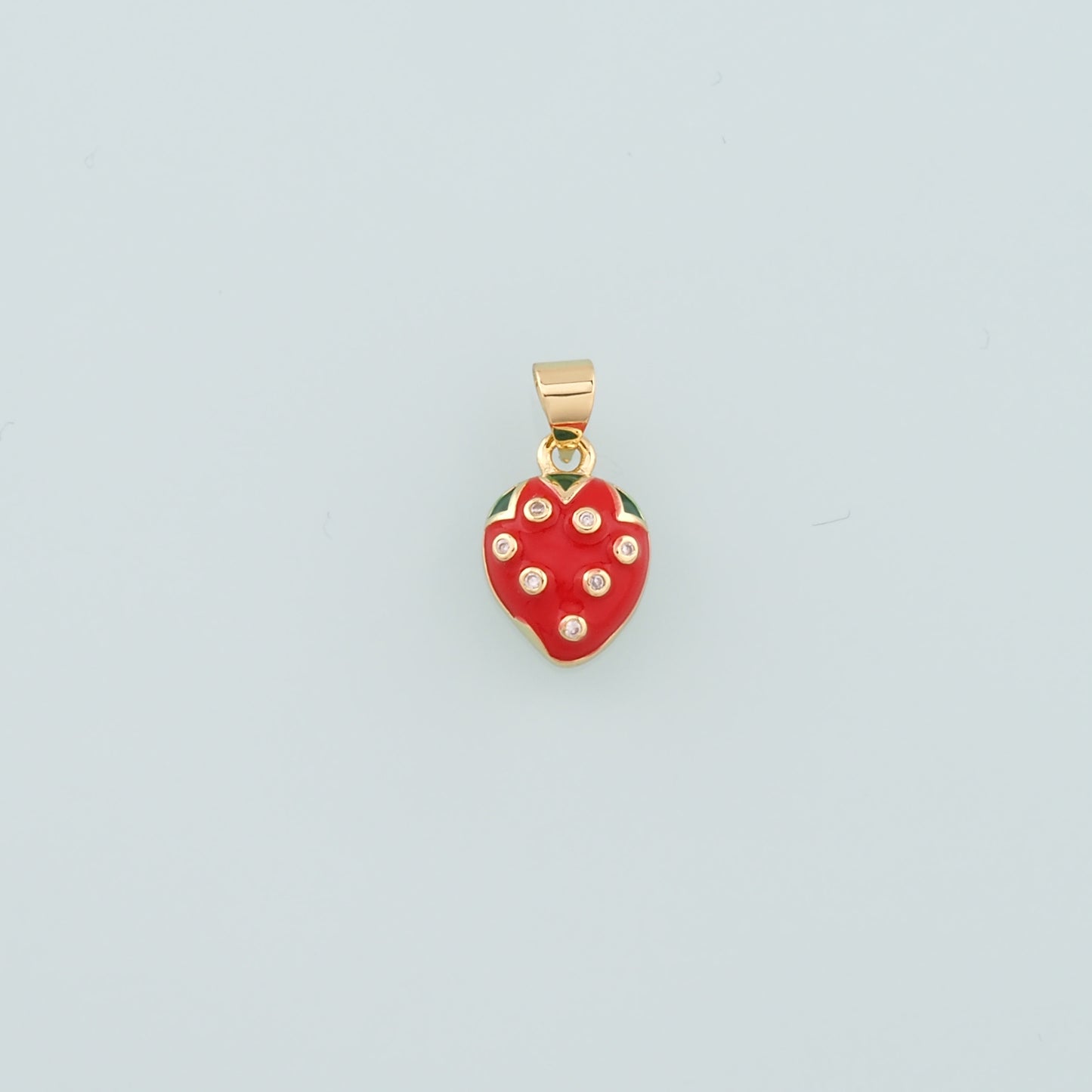 Gold Strawberry Charms,18K Gold Filled Strawberry Pendant,Enamel Fruit Charm Bracelet Necklace for DIY Jewelry Making Supply