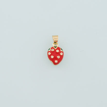 Gold Strawberry Charms,18K Gold Filled Strawberry Pendant,Enamel Fruit Charm Bracelet Necklace for DIY Jewelry Making Supply