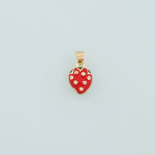Gold Strawberry Charms,18K Gold Filled Strawberry Pendant,Enamel Fruit Charm Bracelet Necklace for DIY Jewelry Making Supply