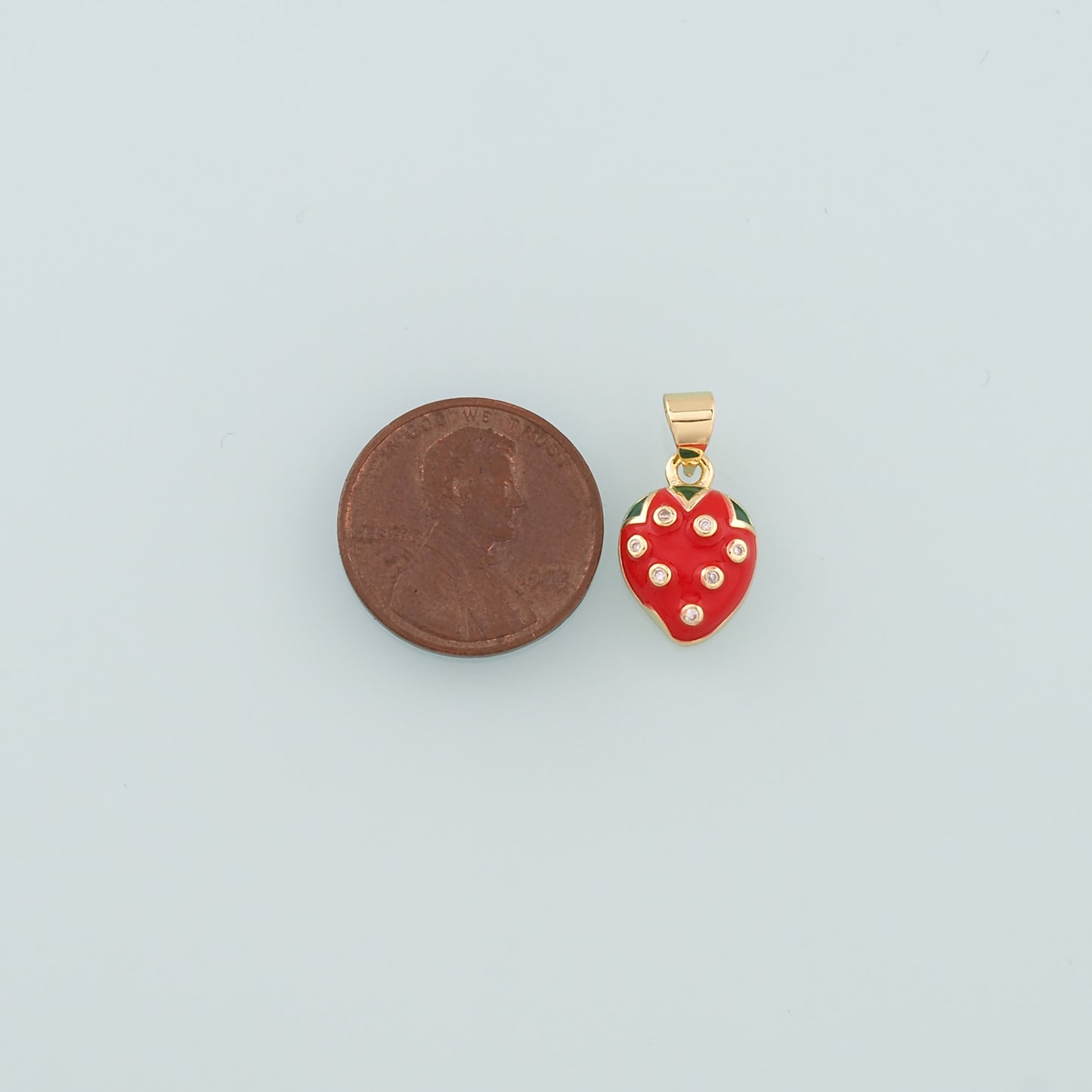 Gold Strawberry Charms,18K Gold Filled Strawberry Pendant,Enamel Fruit Charm Bracelet Necklace for DIY Jewelry Making Supply