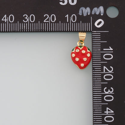 Gold Strawberry Charms,18K Gold Filled Strawberry Pendant,Enamel Fruit Charm Bracelet Necklace for DIY Jewelry Making Supply