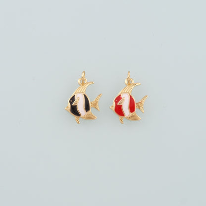 Gold Fish Charms,18K Gold Filled Fish Pendant,Enamel Fish Charm Bracelet Necklace for DIY Jewelry Making Supply