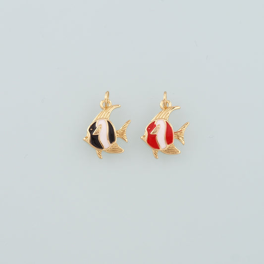Gold Fish Charms,18K Gold Filled Fish Pendant,Enamel Fish Charm Bracelet Necklace for DIY Jewelry Making Supply