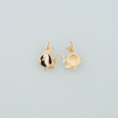 Gold Fish Charms,18K Gold Filled Fish Pendant,Enamel Fish Charm Bracelet Necklace for DIY Jewelry Making Supply
