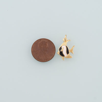 Gold Fish Charms,18K Gold Filled Fish Pendant,Enamel Fish Charm Bracelet Necklace for DIY Jewelry Making Supply