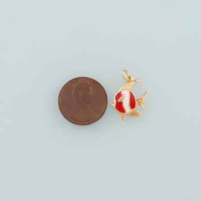 Gold Fish Charms,18K Gold Filled Fish Pendant,Enamel Fish Charm Bracelet Necklace for DIY Jewelry Making Supply