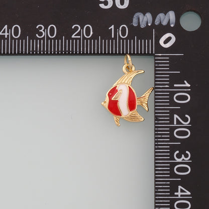 Gold Fish Charms,18K Gold Filled Fish Pendant,Enamel Fish Charm Bracelet Necklace for DIY Jewelry Making Supply