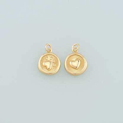 Gold Paw Charms,18K Gold Filled Cat Paw Pendant,Dainty Dog Paw Charm Bracelet Necklace for DIY Jewelry Making Supply