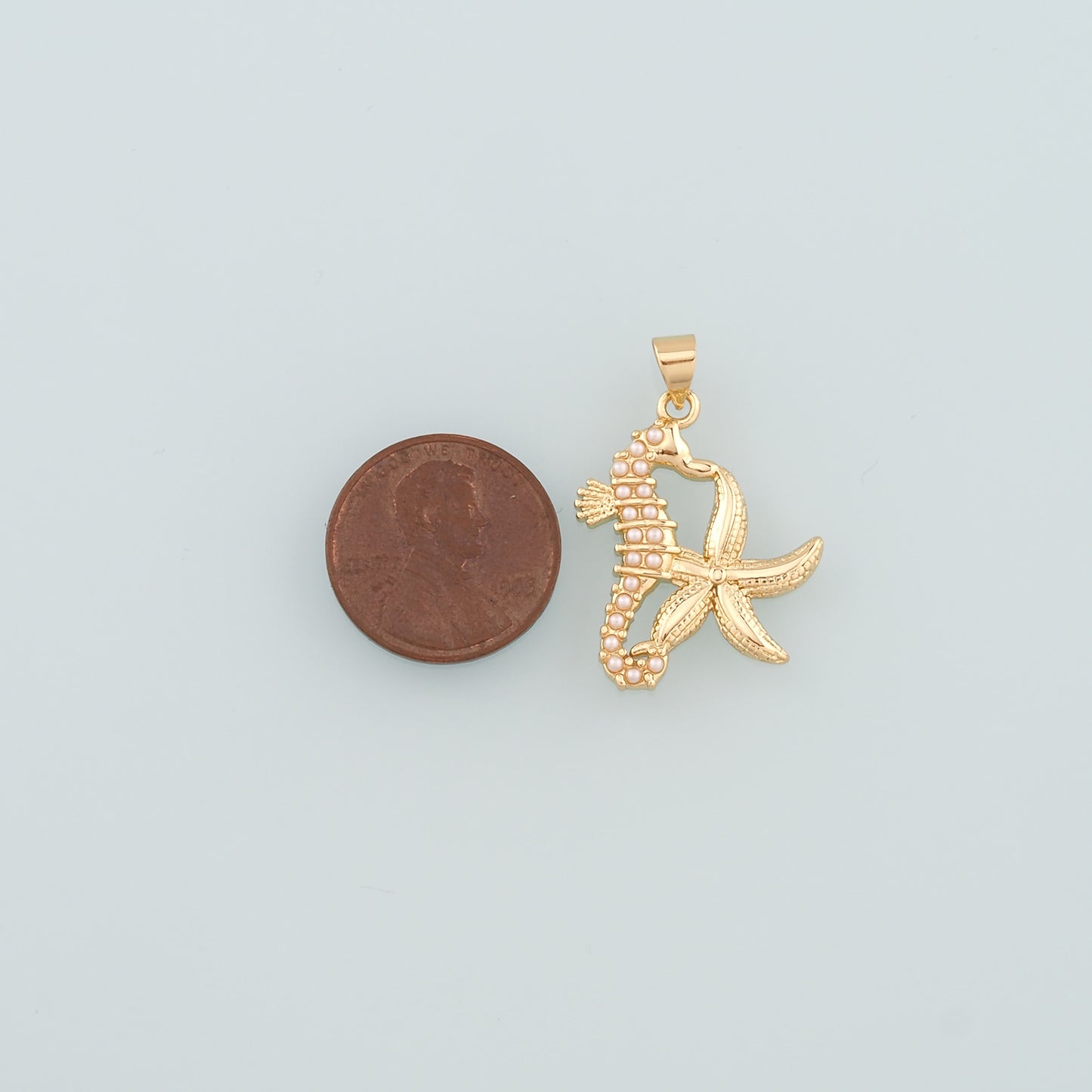 Gold Starfish Charms,18K Gold Filled Sea star Pendant,Pearl Seahorse Charm Bracelet Necklace for DIY Jewelry Making Supply