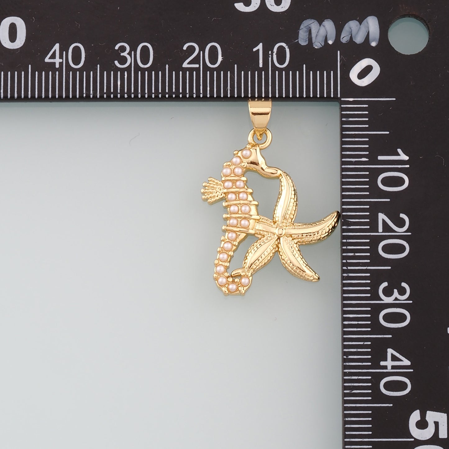 Gold Starfish Charms,18K Gold Filled Sea star Pendant,Pearl Seahorse Charm Bracelet Necklace for DIY Jewelry Making Supply
