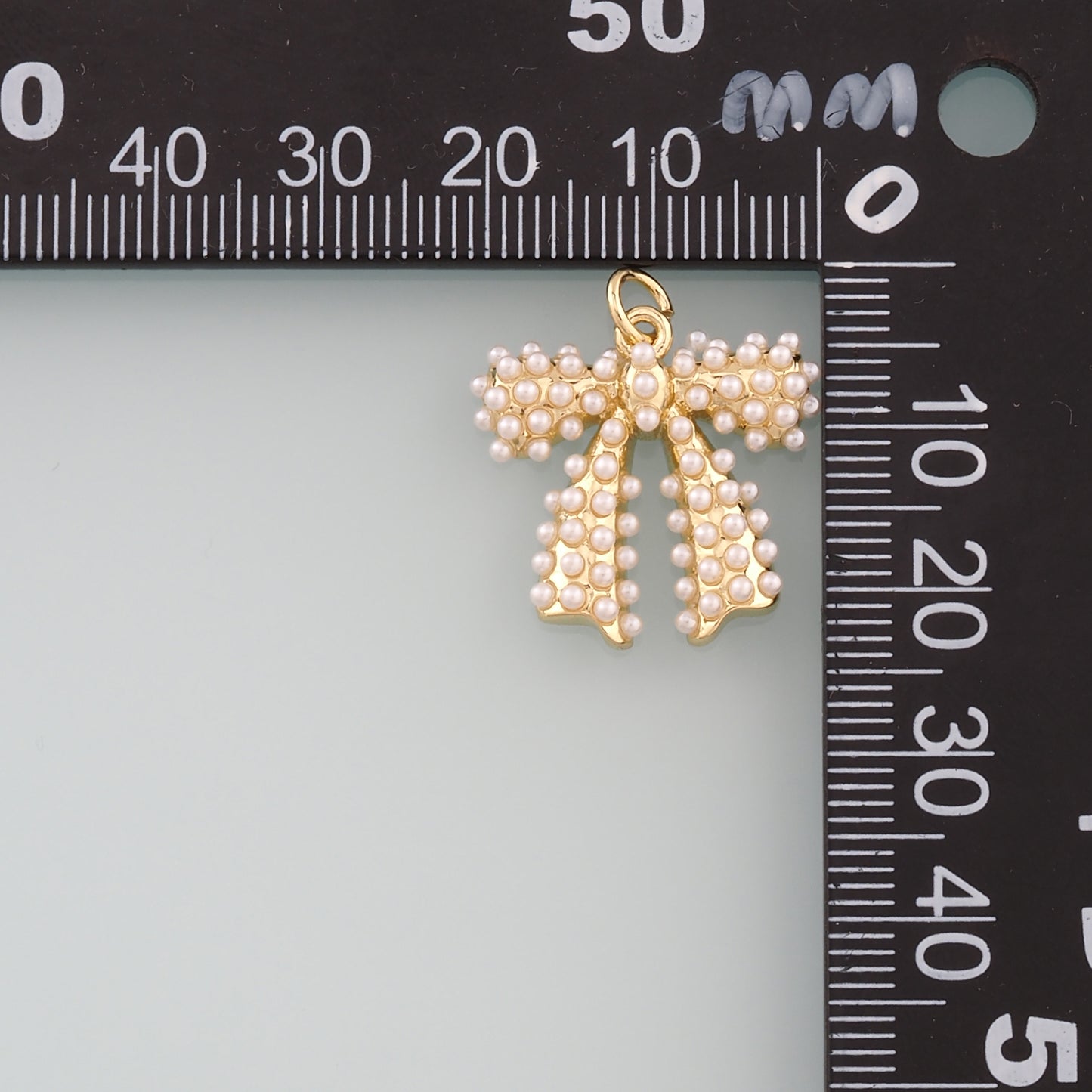 Gold Bow Charms,18K Gold Filled Pearl Bow Pendant,Bow Tie Charm Bracelet Necklace for DIY Jewelry Making Supply