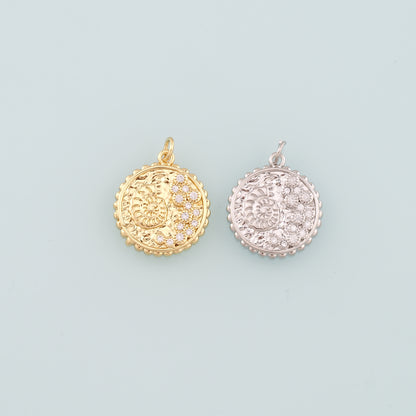 Gold Shell Charms,18K Gold Filled Conch Pendant,CZ Micro Pave Conch Shell Charm Bracelet Necklace for DIY Jewelry Making Supply