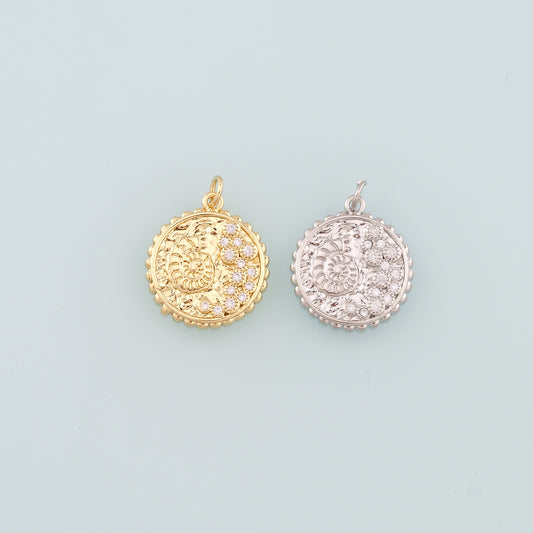 Gold Shell Charms,18K Gold Filled Conch Pendant,CZ Micro Pave Conch Shell Charm Bracelet Necklace for DIY Jewelry Making Supply