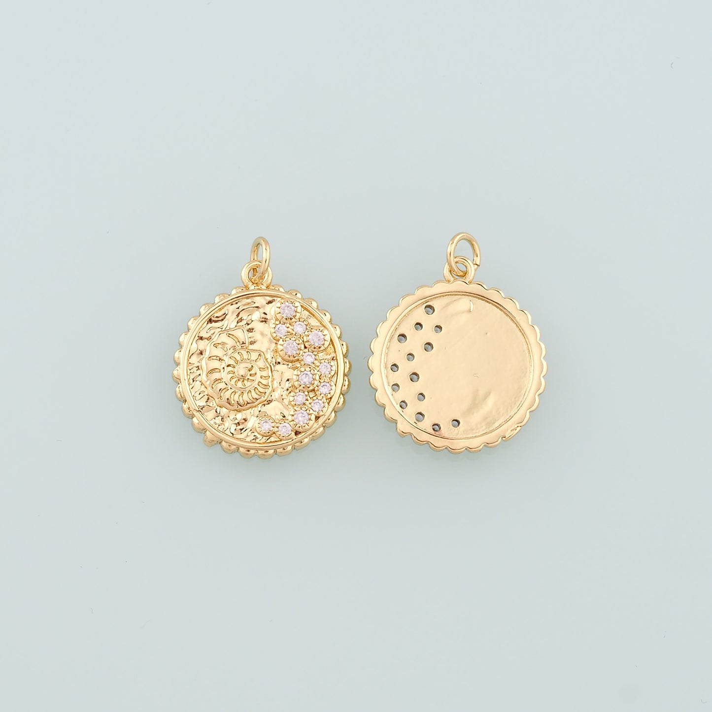 Gold Shell Charms,18K Gold Filled Conch Pendant,CZ Micro Pave Conch Shell Charm Bracelet Necklace for DIY Jewelry Making Supply
