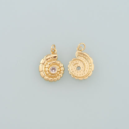 Gold Shell Charms,18K Gold Filled Conch Pendant,Conch Shell Charm Bracelet Necklace for DIY Jewelry Making Supply