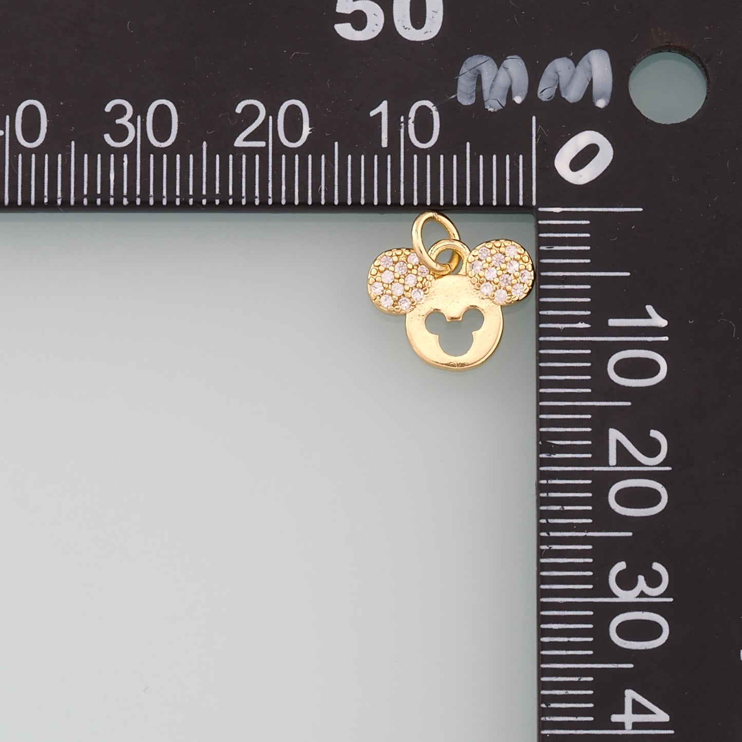18K Gold Filled Mouse Head Pendant,CZ Micro Pave Mouse Charm Bracelet Necklace for DIY Jewelry Making Supply