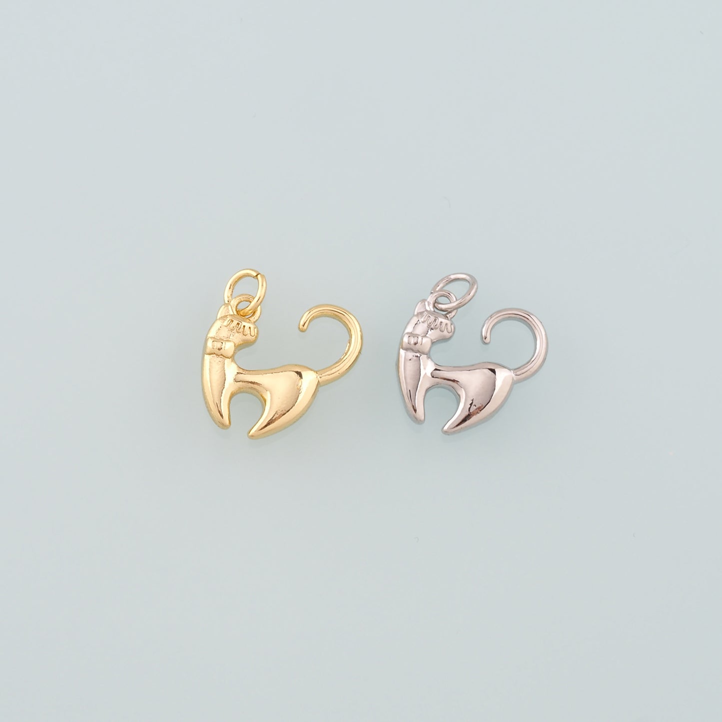 Gold Cat Charms,18K Gold Filled Cat Pendant,Cute Cat Charm Bracelet Necklace for DIY Jewelry Making Supply