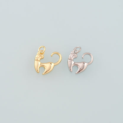 Gold Cat Charms,18K Gold Filled Cat Pendant,Cute Cat Charm Bracelet Necklace for DIY Jewelry Making Supply