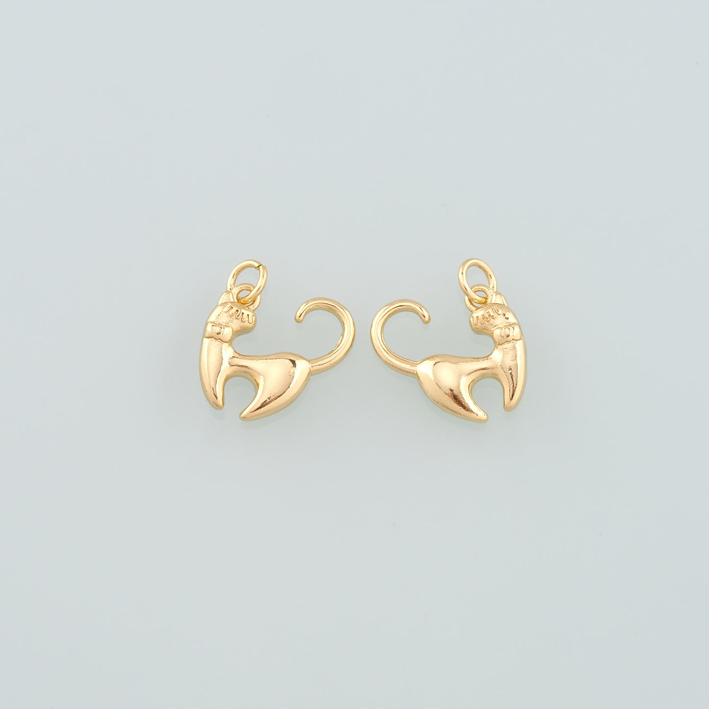 Gold Cat Charms,18K Gold Filled Cat Pendant,Cute Cat Charm Bracelet Necklace for DIY Jewelry Making Supply